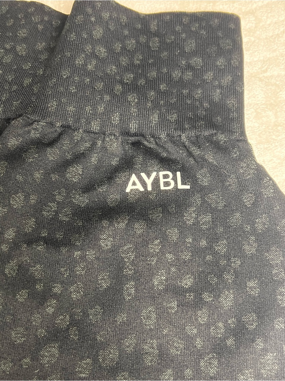 AYBL Black Leggings with Subtle Charcoal Leopard Print